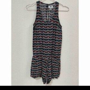 Old Navy Womens Romper Multicolor Geometric Drawstring Sleeveless One Piece S/P